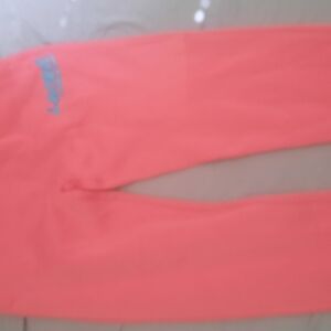 Coral Leggings with Blue Logo